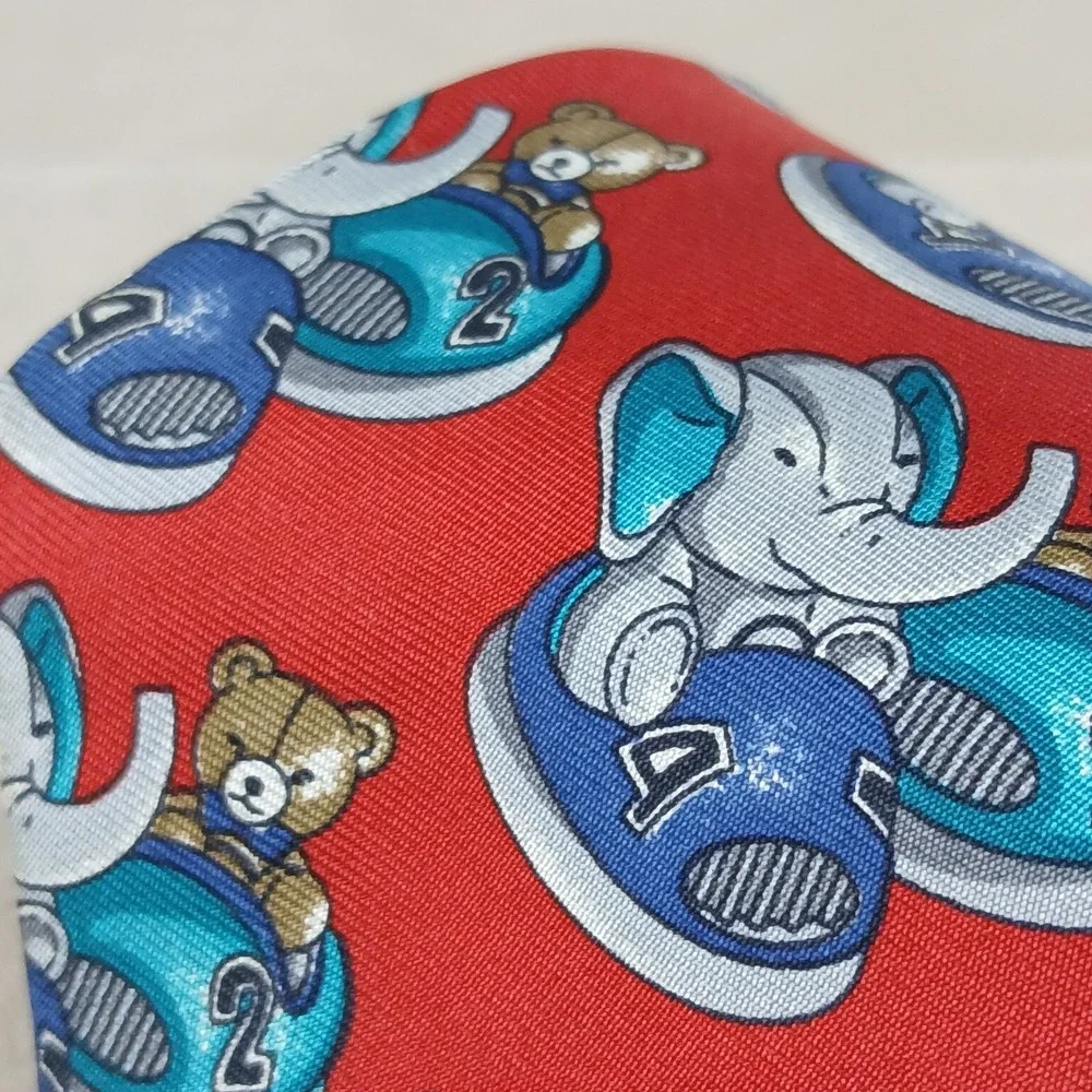 VTG Halston 4x57 Mens Silk Tie Woven Elephant Bear‎ Lightweight